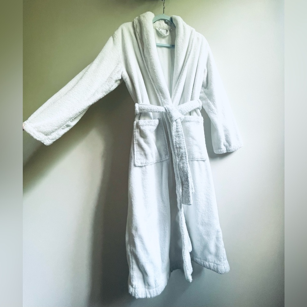 Luxurious Quince Organic Turkish Cotton Bath Robe in White size Large UNISEX